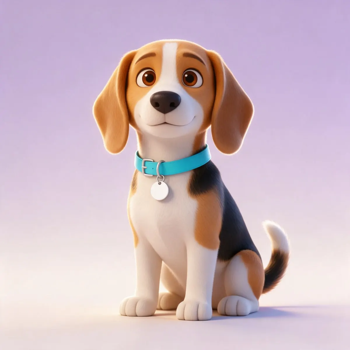 Mel, beagle mascote do Nostos, com medalha na coleira